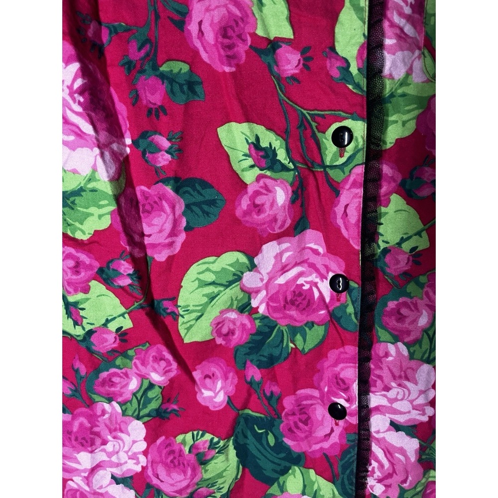 Vintage Betsey Johnson Womens M PJ Top Rose Flannel Night Shirt Grannycore - Picture 3 of 7